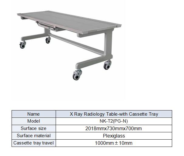 mobile radiography table with bucky form