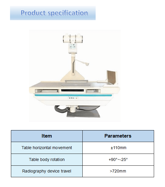 Radiographic Fluoroscopy X Ray Table specification