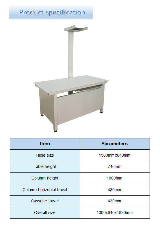 veterinary table with bucky specification VT02