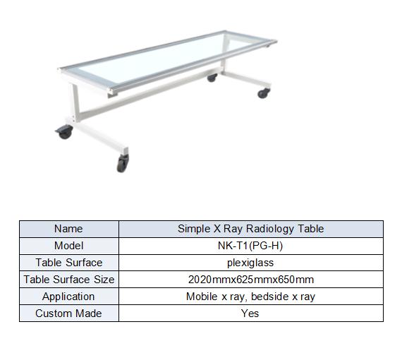 X ray mobile table material plexiglass form
